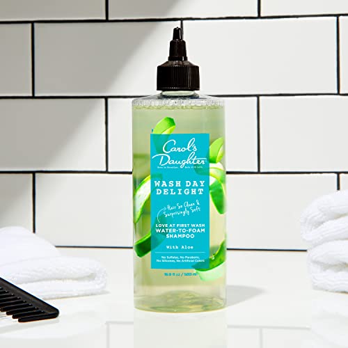 CAROL’S DAUGHTER WASH DAY DELIGHT LOVE AT FIRST TO FOAM SULFATE FREE SHAMPOO WITH ALOE AND MICELLAR WATER, PARABEN AND SILICONE FREE, MICELLAR SHAMPOO FOR KINKY, CURLY HAIR, 16.9 FL OZ