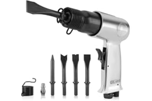 Air Hammer, Semme 4500 BPM Air Chisel with 4 Piece Chisel Punch Bits Tools, Industrial Handle Straight Type Pneumatic Hammer Tool, for General Cutting, Drilling, Rusting Removal, and Scraping