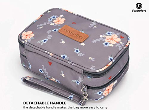 Small Makeup Bag for Purse Travel Cosmetic Bags for Women with Brush Organizer and Detachable Handle Waterproof(Gray) 5 Small Makeup Bag for Purse Travel Cosmetic Bags for Women with Brush Organizer and Detachable Handle Waterproof(Gray)