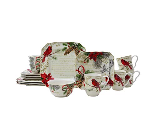 Holiday Wishes Red 16 Piece Dinnerware Set