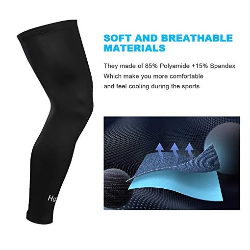 HuiYee Sports Compression UV Long Leg Sleeves for Running Basketball Football Cycling and Other Sports(3 Sizes, 1 Pair) - Image 5