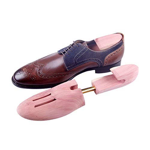 Cedar Shoe Tree For Men - Made Of 100% Natural US Red Cedar Single Tube Adjustable Shoe Tree For Men Or Women (2 Pairs Single tube Large US Size 10-11)