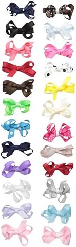 Little Cuties Little Girls 24 Grosgrain Mini Bow Clippies, Assorted, Infant-Toddler