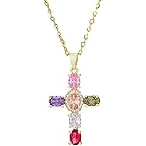 Aisza Gold Cross Necklace for Women - Handmade CZ Dainty Faith Pendant Necklace, 18K Plated Hypoallergenic Jewelry Gifts