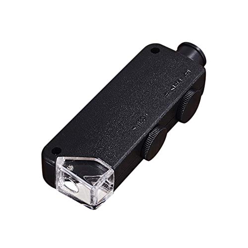 vmree Mini Pocket LED Handheld Adjustable Power Zoom 60-100X Microscope Magnifer Loupe Improvement Tool (Black)