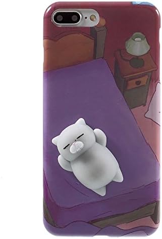 iPhone 7 Plus 3D Squishy Case, Aigogo Cute Kawaii Cartoon Animals Soft Phone Case Cover Anti Stress Anxiety For iPhone 7 Plus 5.5 inch (Lazy Cat#1)