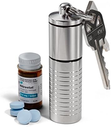 Cielo Pill Holders - Nitro & Aspirin Keychain Pill Fob - Tall & Wide (0.75 inch ID) Dual Chamber Pill Case - Everyday Carry Pill Box - Waterproof EDC Container (Black)