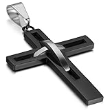 Oidea Mens Teens Stainless Steel American Flag, Philippians 4:13 Cross,Hollow Cross Pendant Necklace for Men Women