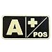 Mini First Aid Blood Type PVC Patch Black and White Glow Dark Compatible with Velcro PVC Patches for Hats,Plate Carrier,Ifak,First Aid Kit Patch (A Positive)