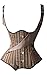 SHAPERX Steel Boned Gothic Stripe Steampunk Tesla Underbust Corset Vest Waist Training Corsets, SZ1833-Brown-XL