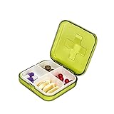Sannysis Portable Mini 4 Slots Drug Medicine Pill Box Case Organizer (Green)