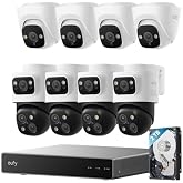 eufy Security Camera System(S4+E41 DIY Kit), 4-Pack with S4, 4K-Triple-Lens, Fix&amp; Auto Tracking View 2-in-1, Cross-Cam Tracking, 4-Pack with E41, 4K Turret Cam, POE Wired, NVR System, 2TB HDD