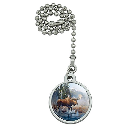 GRAPHICS & MORE Moose in The River Forest Woods Wilderness Ceiling Fan and Light Pull Chain