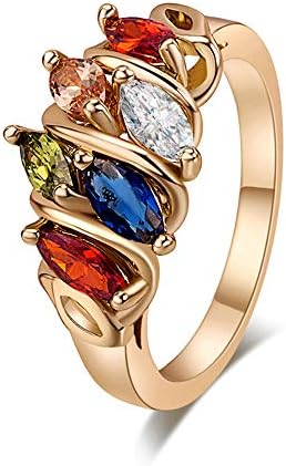 You Chuang Multi-Color Color Crystal Female AAA Zircon Rose Gold Ring Size 6# 7# 8# 9# M03-J0490