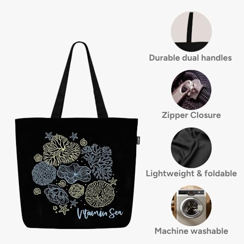 Eco Right Large Canvas Tote Bag for Women, Tote Handbags for Women with Zipper & Inner Pocket for College, Shopping, Office 4