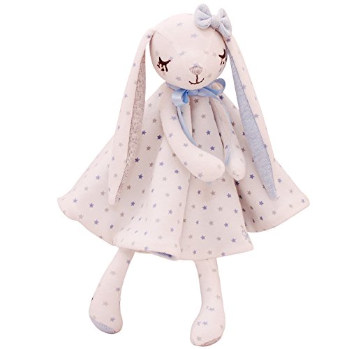 SHILOH Baby Pure Cotton Security Blanket Snuggle Comfort Gift 14 inch Diameter, Dancing Bunny, Blue - Thumbnail 5
