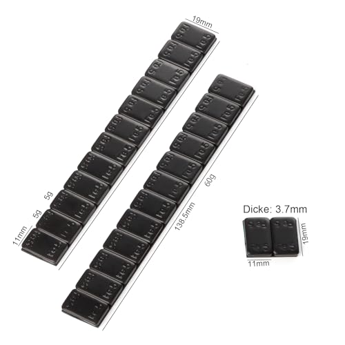 GAsupply 100 Black Balancing Weights I 100 x Adhesive Bar with Removable Rim 12 x 5 g Zinc Plated and Laminated