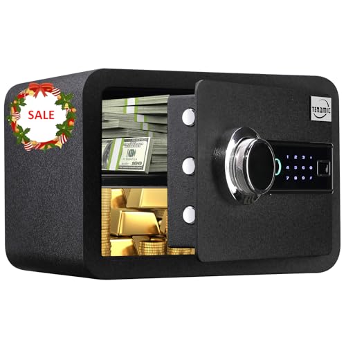 Photo 1 of Tenamic Biometric Fingerprint Safe Box 0.85 Cubic Feet Fireproof Waterproof Safe Box with Induction Light and Leather, Solid Alloy Steel Office Hotel Home Cabinet Safe, Black