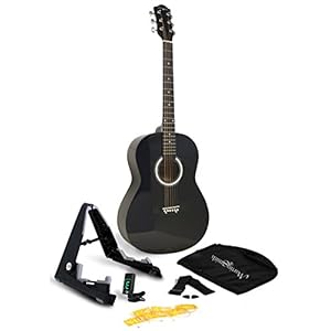Martin Smith W-101-BK-PK Acoustic Guitar Super Kit with Stand (Black)