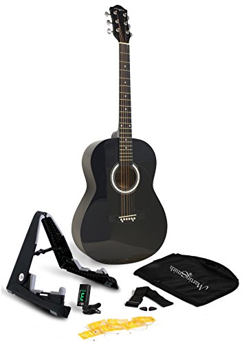 Martin Smith 6 Acoustic SuperKit Stand, Tuner, Bag, Strap, Picks, and Guitar Strings, Black (W-101-BK-PK) (The Best Semi Acoustic Guitar)