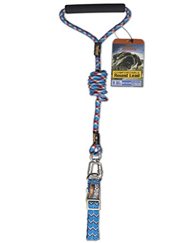 DOGHELIOS 'Dura-Tough' Easy Tension 3M Reflective Adjustable Multi-swivel Pet Dog Leash and Collar, Small, Blue