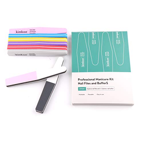Nail Files and Buffers Set,Tapered Diamond Professional Manicure Tools Kit by Kimkoo, 180/100 Grit Emery Board Nail Files and 2 Sided Buffers block,Great For Natural Nails and Acrylic Nails - Thumbnail 7