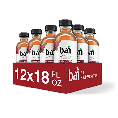 BAI ICED TEA, RIO RASPBERRY, ANTIOXIDANT INFUSED SUPERTEA, CRAFTED WITH REAL TEA (BLACK TEA, WHITE TEA), 18 FL OZ (PACK OF 12)