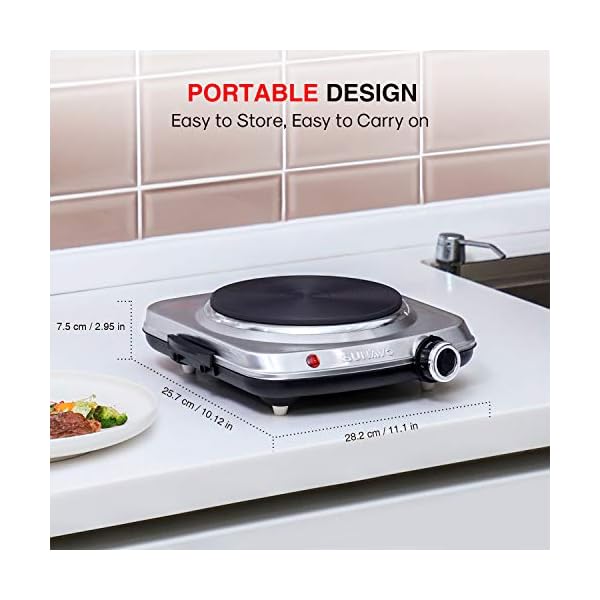 SUNAVO 1500W Hot Plates for Cooking, Electric Single Burner with