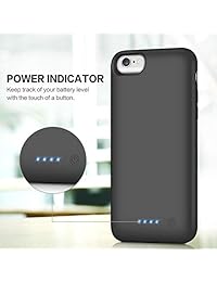 Yacikos   Carcasa para iPhone 6S y 6S (6000 mAh), batería portátil recargable, ultra fina, color negro