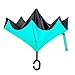 Ylovetoys Inverted Umbrella with C-Shaped Handle Inside Out Windproof Umbrella Upside Down Reverse Umbrella Double Layer Travel Umbrella (Green Inside)