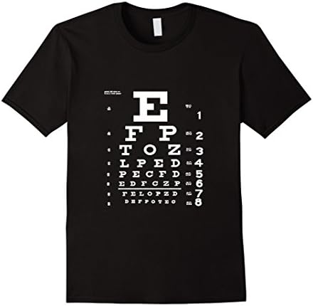 Mens Eye Chart T Shirt, Optometrist Shirt, Snellen Chart Shirt Medium Black