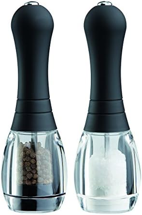 Dmd Skittle Salt And Pepper Mill Set With Soft Touch Top, Black