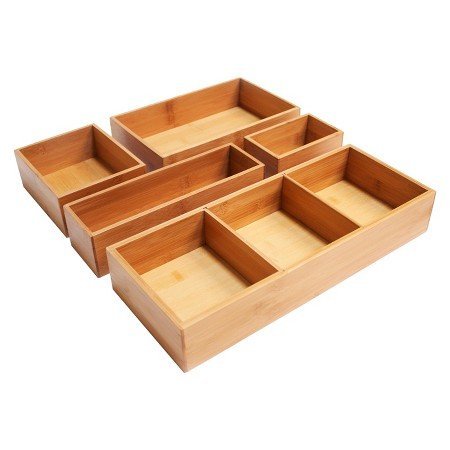 New Seville 5 Piece Bamboo Organizer Boxes Natural (Assorted Sizes)