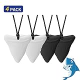 Around Health Chew Necklace for Kids, Boys or Girls, Sensory Chewing Teething Chewelry Teether Silicone Sharktooth Toys Designed for ADHD, SPD, Oral Motor, Autism, OT (4-Pack Shark Tooth)
