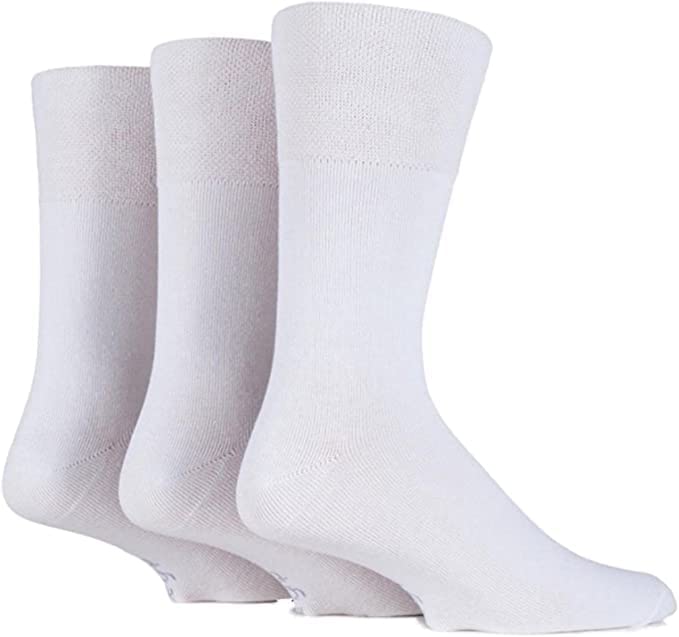 ZRWASKA® Women's Diabetic Socks Oedema friendly Wide Honey Comb top soft cuff Ankle Non-Elastic for Swollen feet Legs Non-Binding Circulatory Sock 3 Pack Size 4-7 (White (3 Pairs))