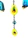 Bejeweled Display Round Peacock w/ Glass Wind Chime & Home Decor
