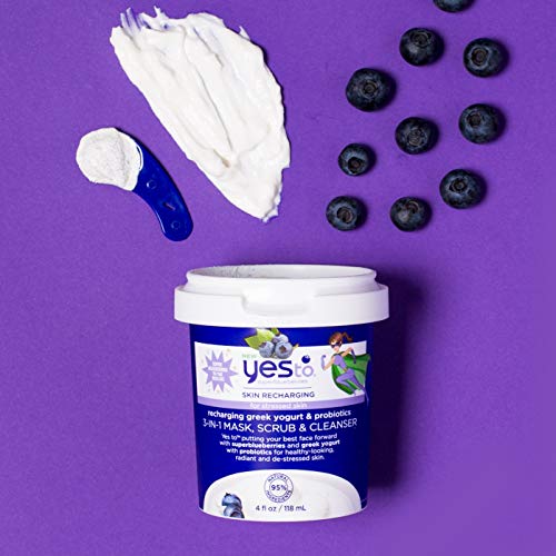 Yes To Super Blueberries Recharging Yogurt & Probiotics 3-in-1 Mask, Scrub & Cleanser, 4 Fluid Ounce - //coolthings.us