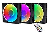 EZDIY-FAB RGB Fan Frame Fan Grill with ARGB Lighting 120mm Fan mounting with Controller(Compatible with ASUS Aura Sync, GIGABYTE RGB Fusion and MSI Mystic Light Sync)-3 Pack (Fan not Included)