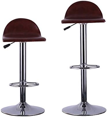 Modern design bar stool Air lift adjustable bar stool Synthetic leather Swivel Dinning Chair (Dark brown)