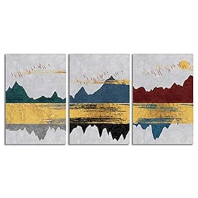 Canvas Wall Art Abstract Chinese Landscape Painting Artwork for Home Prints Framed - 16"x24" x 3 Panels