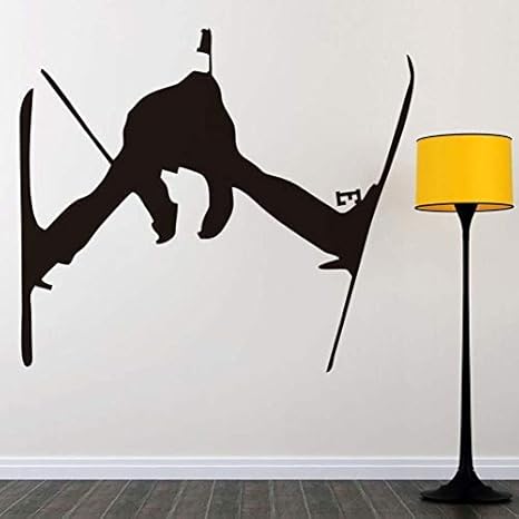 Amazon ウォールステッカー子供好きなスポーツシルエットスキージャンプpvc家の装飾ソファ背景デカールスノーボードスキー装飾66 58cm ウォールステッカー オンライン通販