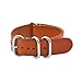 20mm Nato Style Leather Interchangeable Watch Strap Band Silver Stainless Steel Buckle (Brown)
