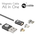 Magnetic charging cable 3 in 1 for iphone android devices. Lightning+Type C+Micro USB Nylon Braided Sync Cord with High Speed Data Transfering