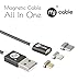 Magnetic charging cable 3 in 1 for iphone,android devices. Lightning+Type C+Micro USB 2.4A Quick Nylon Braided Sync Cord with High Speed Data Transfering
