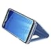Samsung Galaxy S6 Edge Plus Slim Multi-Function Mirror Case S-View Stand flip Protection Cover (Blue)
