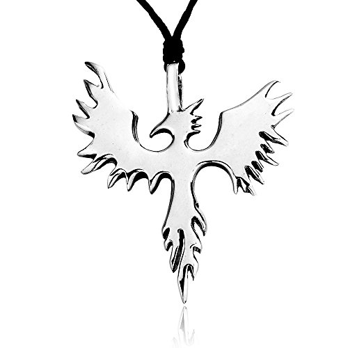 Dan's Jewelers Phoenix Bird Firebird Pendant Necklace + Silver Plated Clasp, Fine Pewter Jewelry
