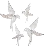 Set of 4 Assorted Sullivans White Resin Birds Wall Art Sculptures