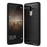 Huawei Mate 9 Case, Ranyi [Carbon Fiber Series] [Accent Texture] [Shock-Absorption] Premium Hybrid Carbon Fiber Slim Flexible Case Cover for Huawei Mate 9 5.9 inch (2016), black