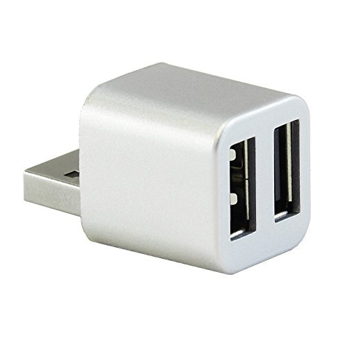 Cute USB Mini 2-Port USB 2.0 Hub Splitter (Silver Metallic)