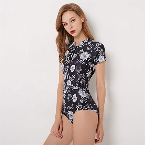 YEZIJIN Women Long Sleeve Surfing Diving Swimsuit One Piece Beach Bathing Suit Wetsuit top Long/Short Sleeve Black - Thumbnail 3
